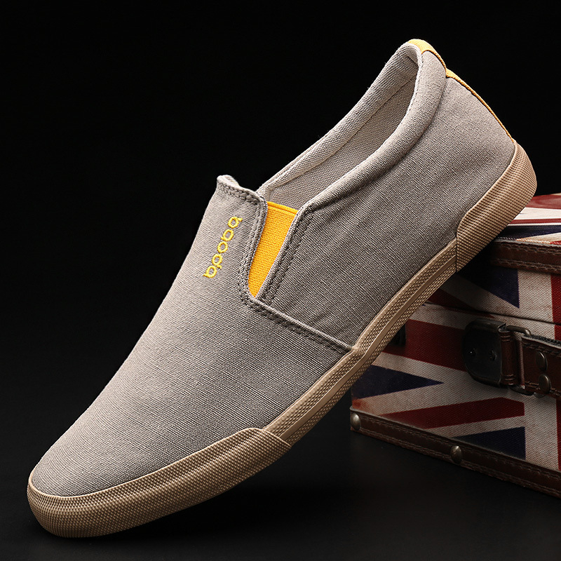Baoda 20027 Ανδρικά slip-on από καμβά, Κορεατικό στυλ, casual, χαμηλό πάνω μέρος, άνοιξη/φθινόπωρο