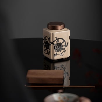 Cutie ceramică etanșă pentru ceai, mică, Pu'er și ceai verde, Longjing, cu logo