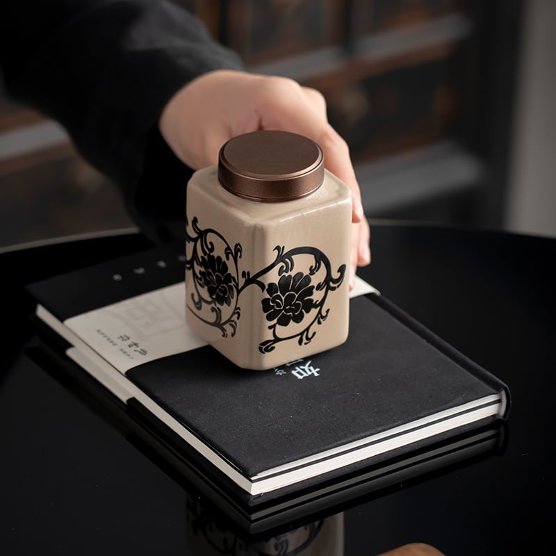 Cutie ceramică etanșă pentru ceai, mică, Pu'er și ceai verde, Longjing, cu logo
