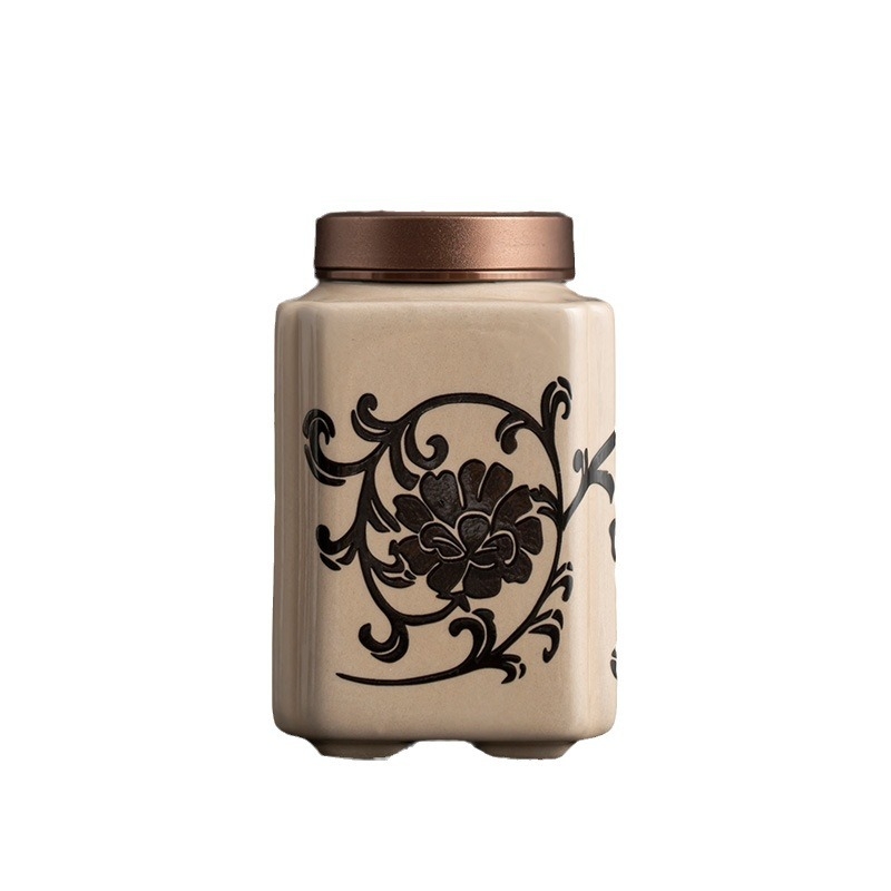 Cutie ceramică etanșă pentru ceai, mică, Pu'er și ceai verde, Longjing, cu logo