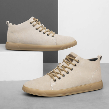 Ανδρικά sneakers με κρυφή αύξηση ύψους 6 cm, βρετανικού στιλ με φαρδιά σόλα, casual αθλητικά παπούτσια από nubuk δέρμα