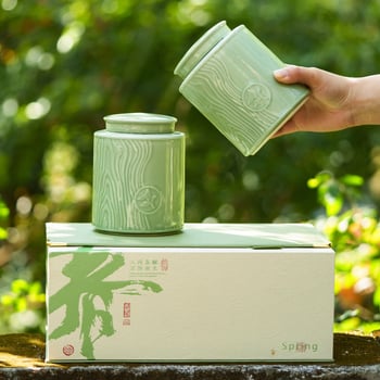 Keramická dóza na čaj pre zelený čaj – Maojian, Longjing, Biluochun, Yulu – prázdna darčeková škatuľka