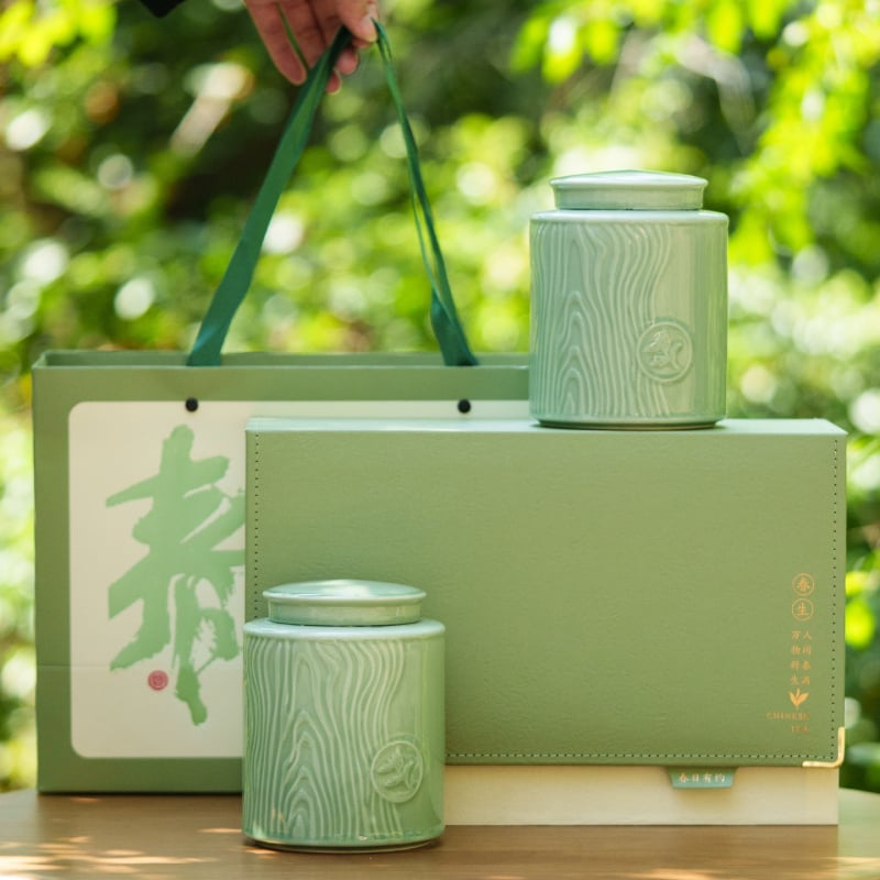 Keramická dóza na čaj pre zelený čaj – Maojian, Longjing, Biluochun, Yulu – prázdna darčeková škatuľka