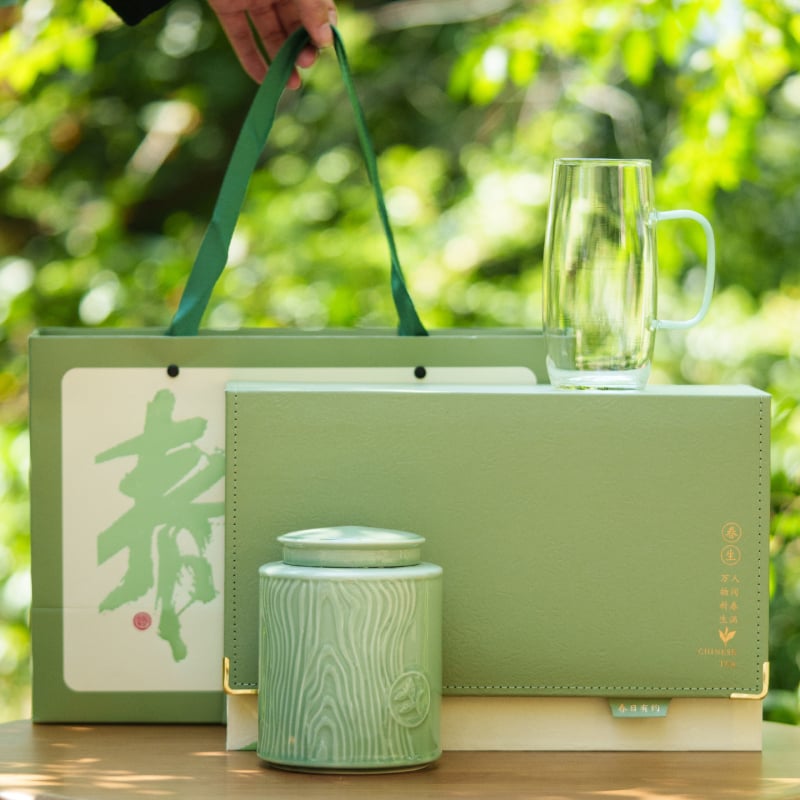 Keramická dóza na čaj pre zelený čaj – Maojian, Longjing, Biluochun, Yulu – prázdna darčeková škatuľka