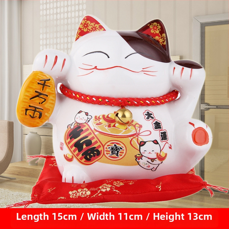 Keramická mačka Maneki Neko, domová dekorácia v japonskom štýle, darček k otvoreniu prevádzky
