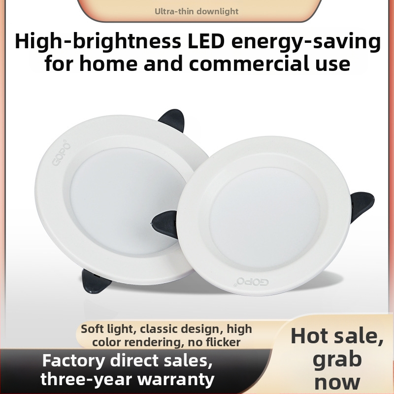 GOPO zabudovaný LED downlight A6LED, 5W–24W, komerčné a kancelárske osvetlenie