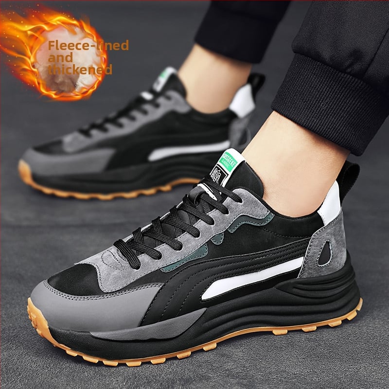 Pánske casual topánky z pravej kože s hrubou podrážkou, pre všetky ročné obdobia, inšpirované Forrest Gump, guľatá špička