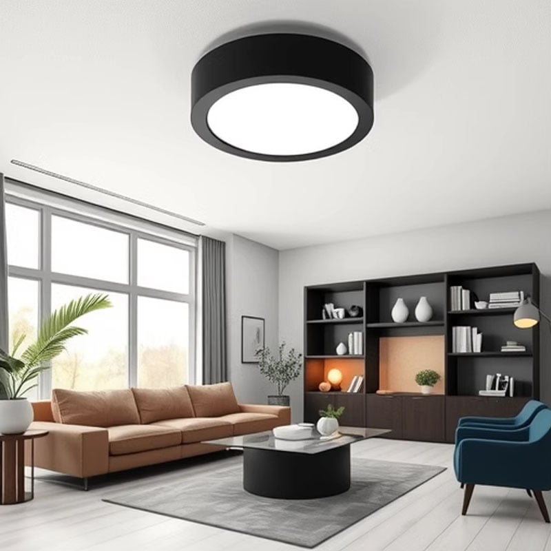 Radaros mozgásérzékelő, felületre szerelt kör alakú LED-downlight, hangvezérléssel, furatok nélkül, IR éjszakai világítás folyosóhoz