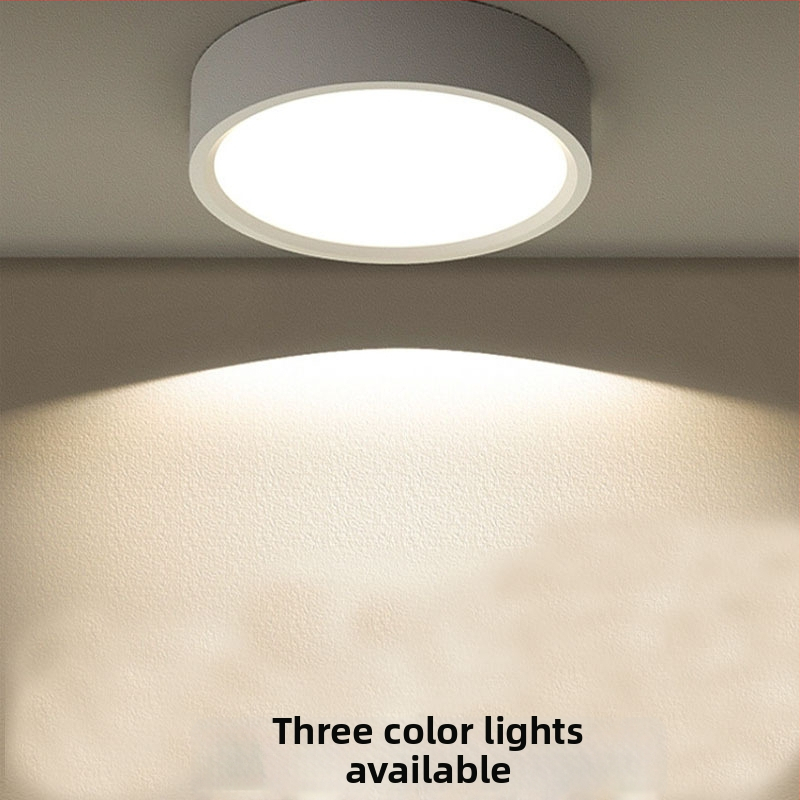Radarový senzor pohybu, povrchovo montované kruhové LED downlight, hlasové ovládanie, bez otvorov, IR nočné svetlo do chodby