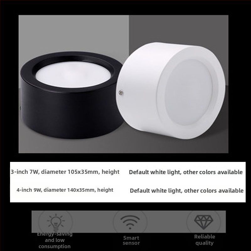 Radarový senzor pohybu, povrchovo montované kruhové LED downlight, hlasové ovládanie, bez otvorov, IR nočné svetlo do chodby