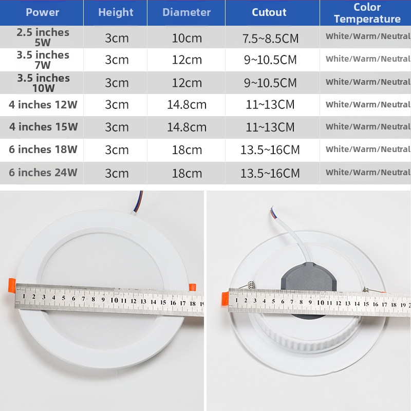 LED zabudovaný stropný downlight, 5W trojfarebný stmievateľný svetelný zdroj pre obývačku a chodbu, Cat-Eye reflektor