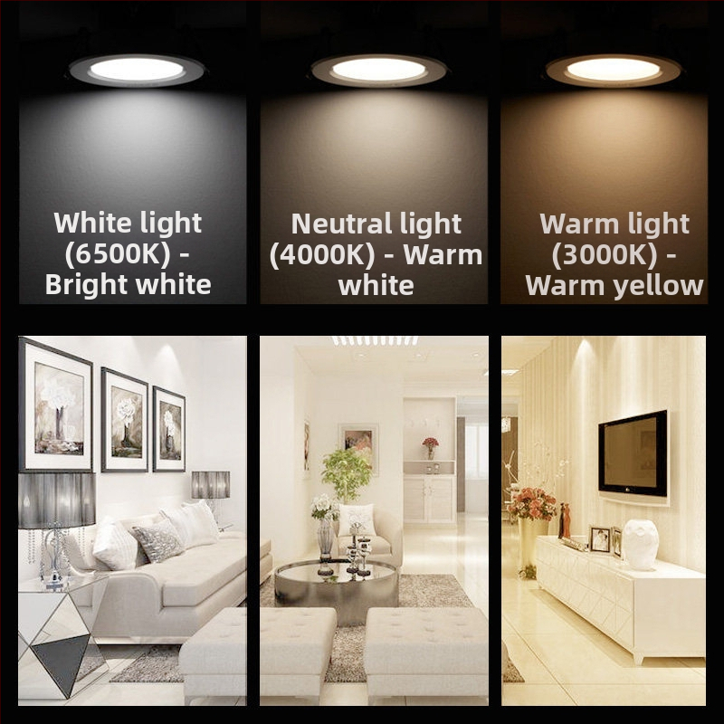 LED zabudovaný stropný downlight, 5W trojfarebný stmievateľný svetelný zdroj pre obývačku a chodbu, Cat-Eye reflektor