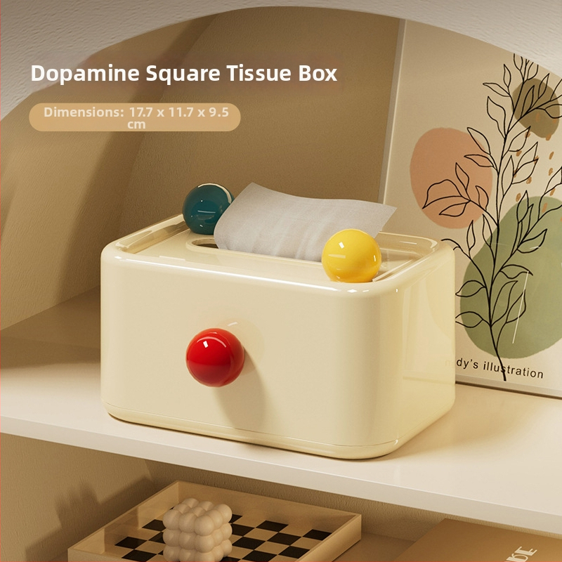 Dopamine box na servítky do obývačky, prémiový ľahký luxus, krémová farba, konferenčný stolík s úložným priestorom na servítky