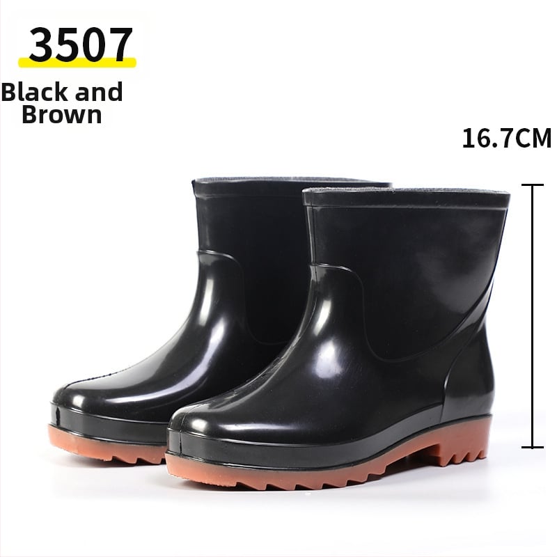 Pánske PVC čižmy do dažďa, nízky strih, čierne, vodeodolné s hrubou podrážkou