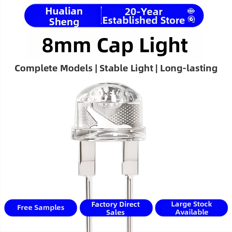 F8mm LED korálky so slamenným klobúkom, inline 0.5W, biela LED