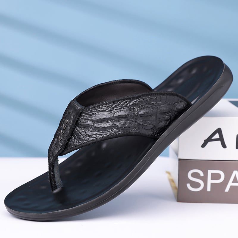 Sandale din piele pentru bărbați, vară, antiderapante, încălțăminte de plajă, utilizare dublă (2025)