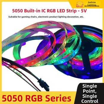 RGB LED лента 5V, 60 светодиода 5050, цветни ефекти и бегуща светлина, дистанционно управление