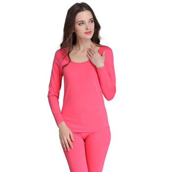 Set de lenjerie termică din bumbac pentru femei – croială slim, top cu mânecă lungă și pantaloni pentru toamnă-iarnă