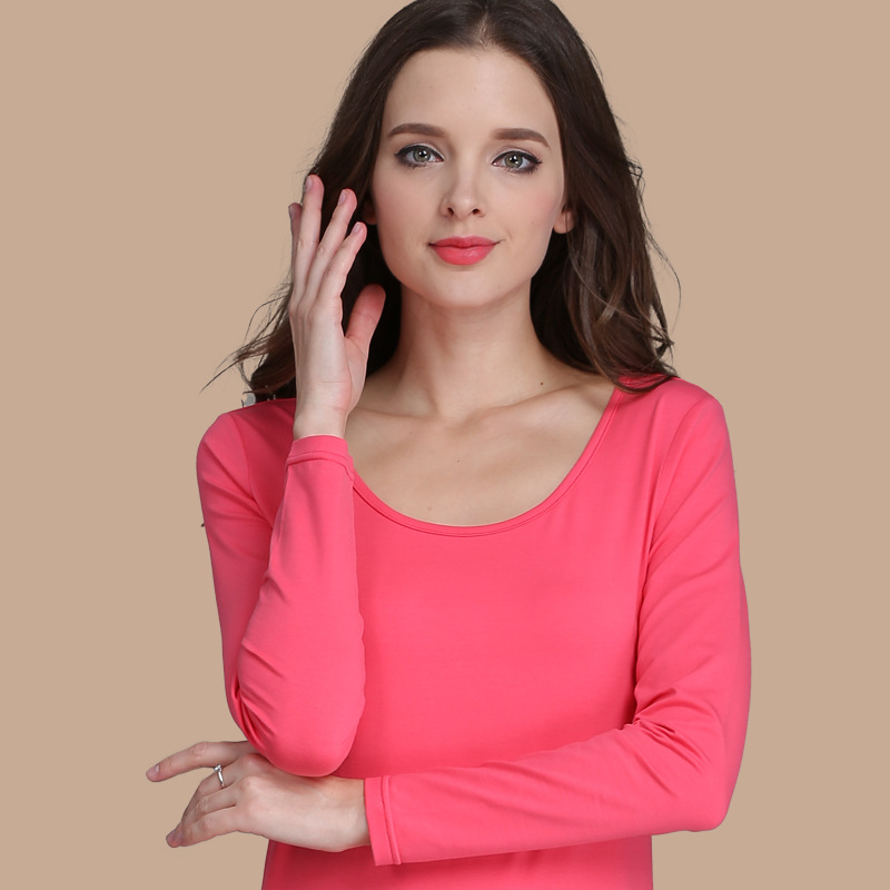 Set de lenjerie termică din bumbac pentru femei – croială slim, top cu mânecă lungă și pantaloni pentru toamnă-iarnă