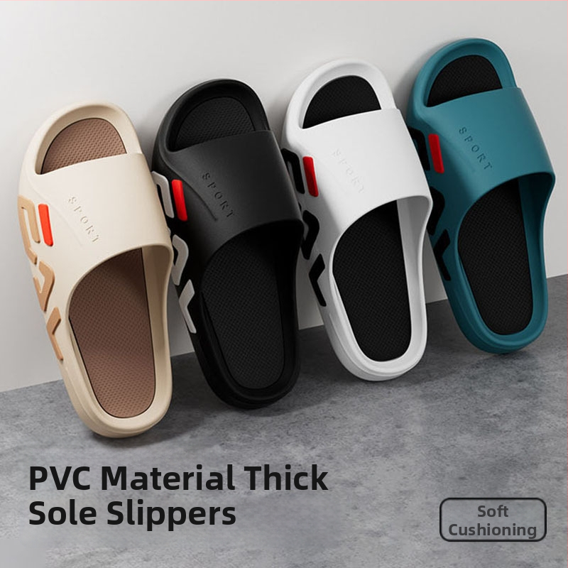 Pánske protišmykové slide sandále na vonkajšie použitie, inšpirované basketbalom, PVC vrchná časť a podrážka, 3 cm päta, vhodné na pláž, domov a cestovanie.