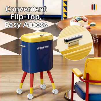 Kôš na odpadky do domácnosti s kolieskami, veľká kapacita (12 L+), ergonomický dizajn, luxusný vzhľad, veko na stlačenie