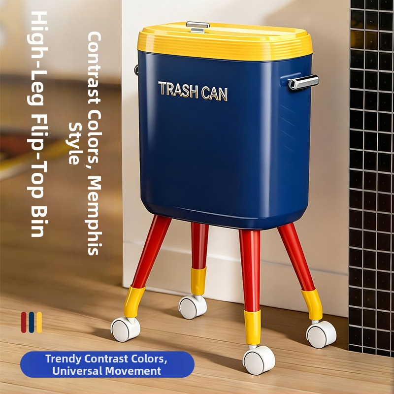 Kôš na odpadky do domácnosti s kolieskami, veľká kapacita (12 L+), ergonomický dizajn, luxusný vzhľad, veko na stlačenie