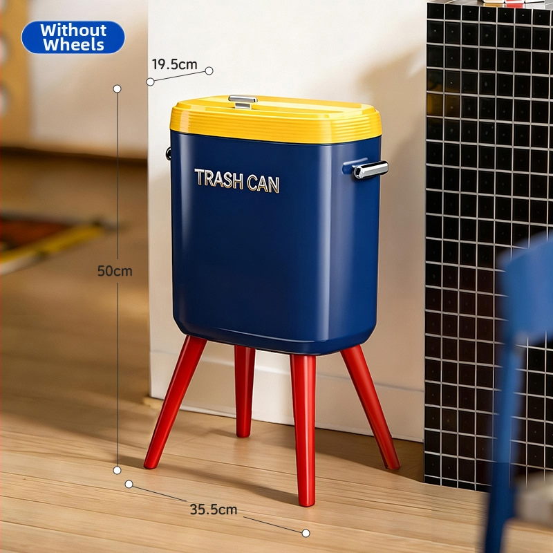 Kôš na odpadky do domácnosti s kolieskami, veľká kapacita (12 L+), ergonomický dizajn, luxusný vzhľad, veko na stlačenie