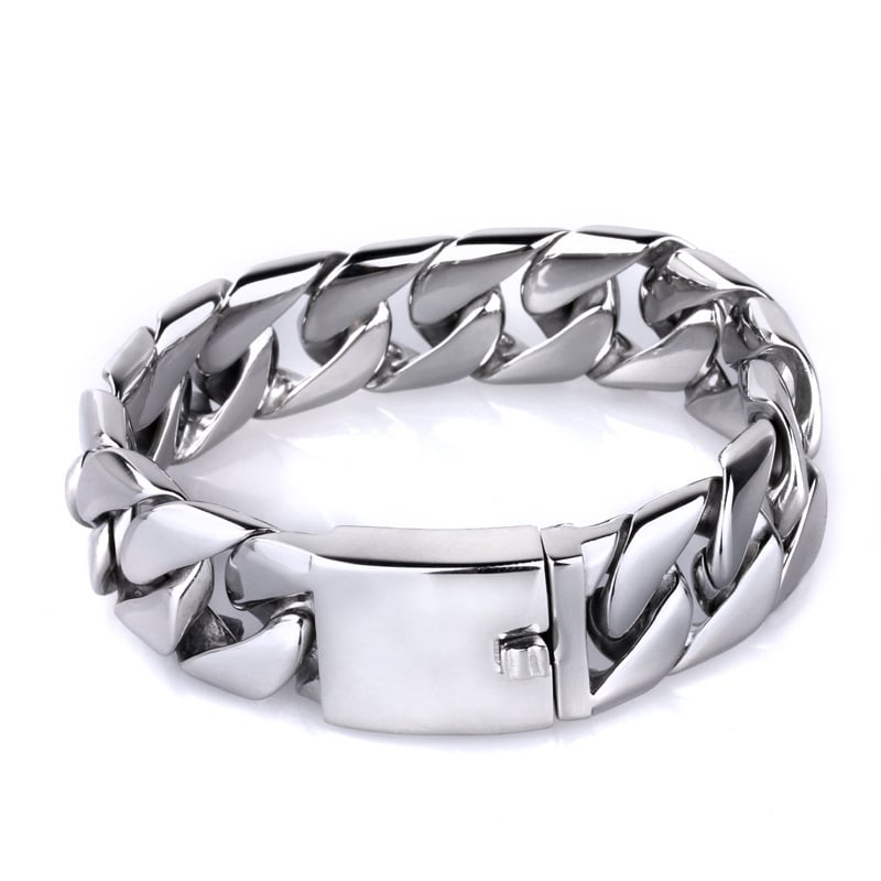 Mužský náramok s kubánskym reťazom, tenký 20 mm z titánovej ocele, geometrický dizajn, personalizovaný