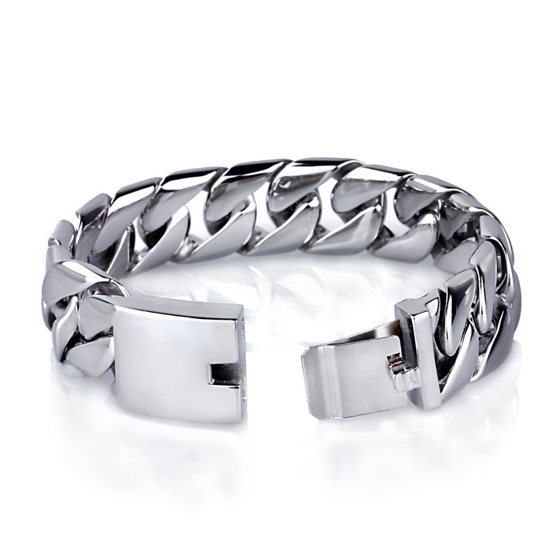 Mužský náramok s kubánskym reťazom, tenký 20 mm z titánovej ocele, geometrický dizajn, personalizovaný