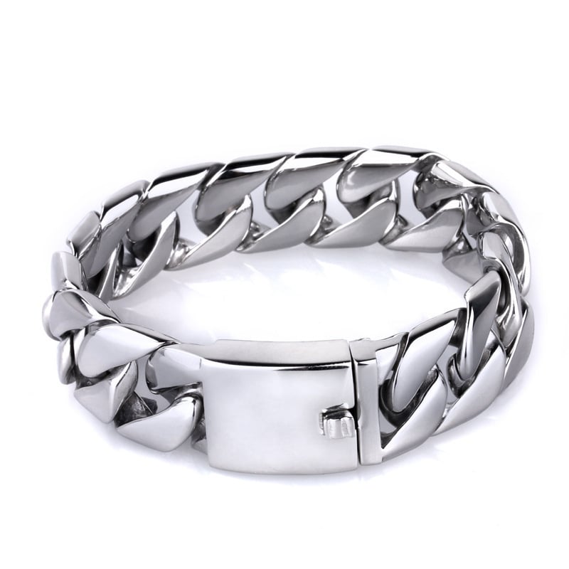 Mužský náramok s kubánskym reťazom, tenký 20 mm z titánovej ocele, geometrický dizajn, personalizovaný