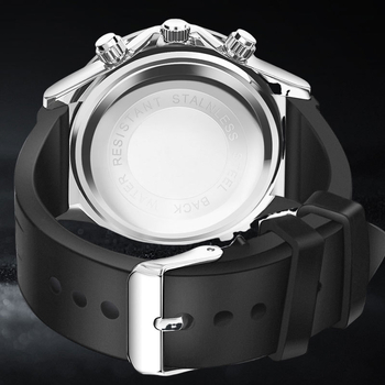 Alyphida 066 Ανδρικό ρολόι Quartz, 41 mm κυκλικός καντράν, μεταλλική κάσα, λουράκι σιλικόνης, φωτιζόμενος καντράν, αδιάβροχο μέχρι 30 m, αναλογικό, επιχειρηματικό στυλ