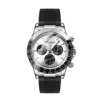 Alyphida 066 Ανδρικό ρολόι Quartz, 41 mm κυκλικός καντράν, μεταλλική κάσα, λουράκι σιλικόνης, φωτιζόμενος καντράν, αδιάβροχο μέχρι 30 m, αναλογικό, επιχειρηματικό στυλ