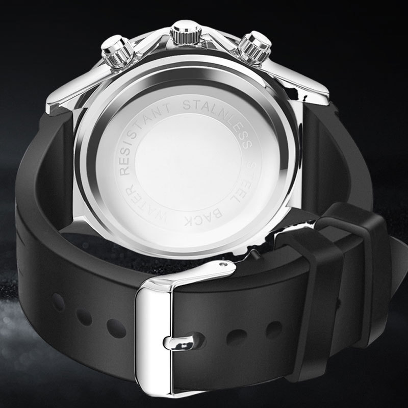 Alyphida 066 Ανδρικό ρολόι Quartz, 41 mm κυκλικός καντράν, μεταλλική κάσα, λουράκι σιλικόνης, φωτιζόμενος καντράν, αδιάβροχο μέχρι 30 m, αναλογικό, επιχειρηματικό στυλ