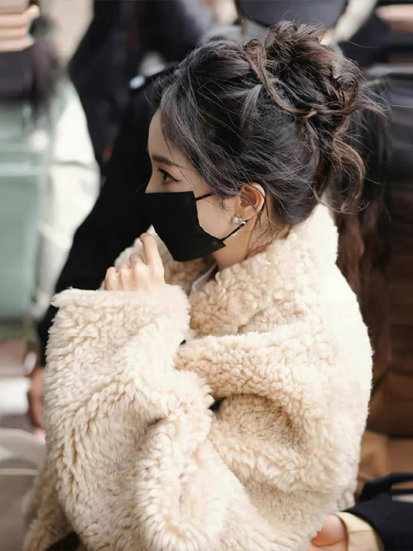 Γυναικείο παλτό από 100% μαλλί και shearling για τον χειμώνα