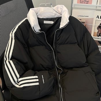 Geacă de iarnă cu guler înalt, umplutură din bumbac cu puf, pentru unisex – groasă, caldă, croială lejeră, stil 2025