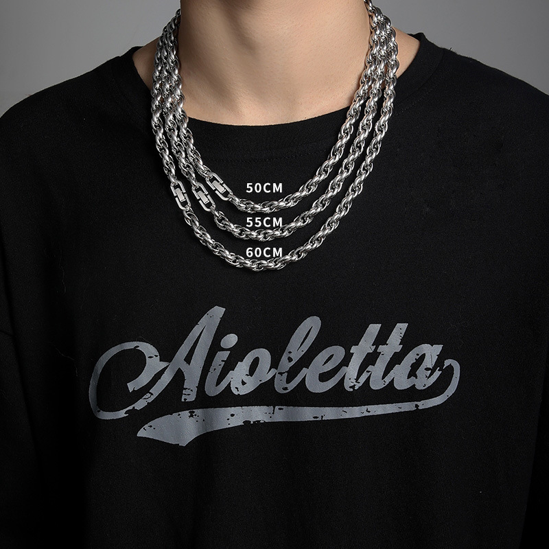 Unisex náhrdelník z titánovej ocele s hrubým reťazom, európsko-americký hip-hop štýl, vysoká kvalita, vintage vzhľad