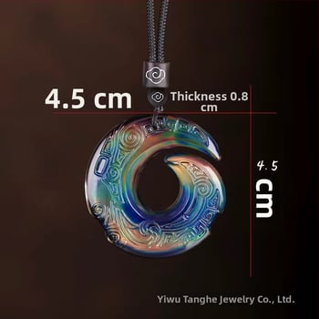Unisex náhrdelník s teplotne citlivou zmenou farby, glazúrovaný geometrický dizajn