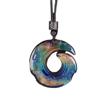 Unisex náhrdelník s teplotne citlivou zmenou farby, glazúrovaný geometrický dizajn