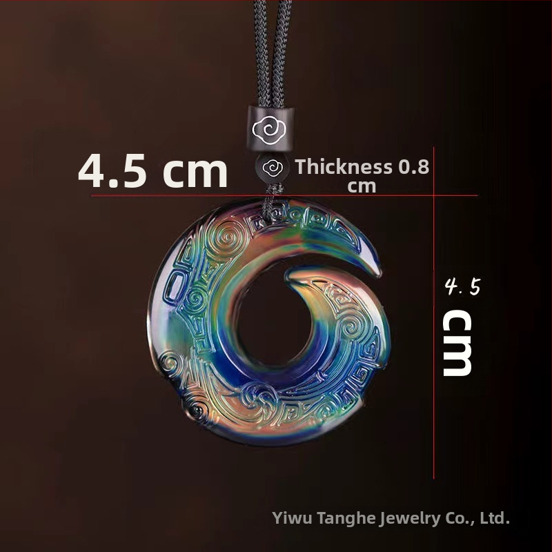 Unisex náhrdelník s teplotne citlivou zmenou farby, glazúrovaný geometrický dizajn