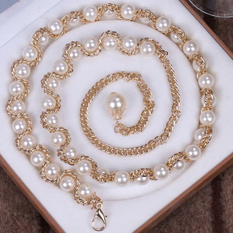 Elegantný perlový pás na boky pre ženy, univerzálny doplnok k šatám a blúzkam, inšpirovaný korejským štýlom