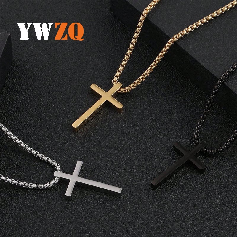 Pánske náhrdelník s krížom z nehrdzavejúcej ocele, titanová oceľ, hip-hop štýl