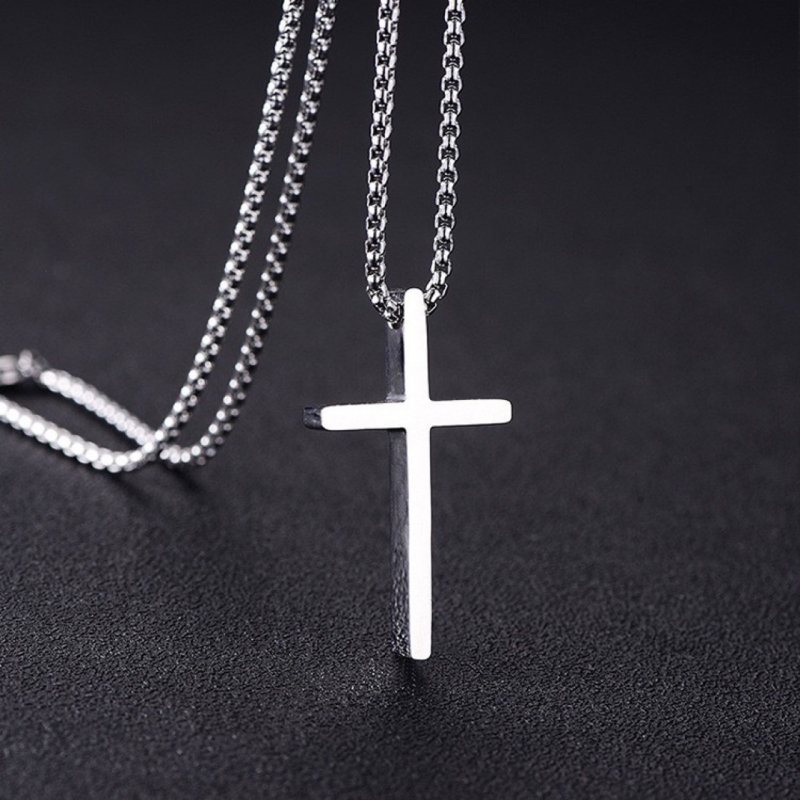 Pánske náhrdelník s krížom z nehrdzavejúcej ocele, titanová oceľ, hip-hop štýl