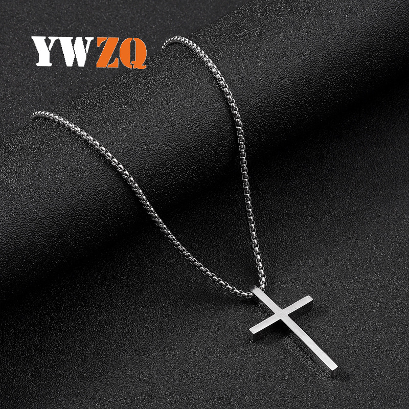 Pánske náhrdelník s krížom z nehrdzavejúcej ocele, titanová oceľ, hip-hop štýl