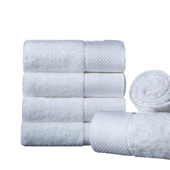 Set hotelskih ručnika od 100% pamuka, bijeli, debeli, vrlo upijajući, za kupaonicu i lice, s izvezenim logom