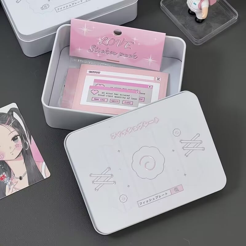 Malá kovová krabička s vekom, roztomilým motívom ryby, štýl Instagram, stolný úložný box na kancelárske potreby, 12×9×4 cm
