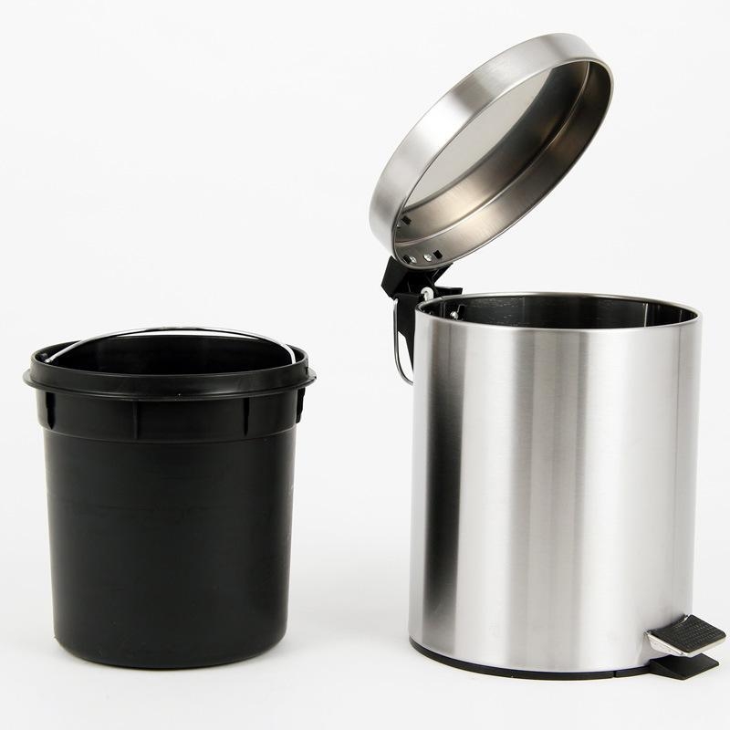 Κάδος απορριμμάτων από ανοξείδωτο χάλυβα, 8 L, καπάκι με πετάλι και εσωτερικός κάδος, κατάλληλος για ξενοδοχείο, οικία, γραφείο, μπάνιο.
