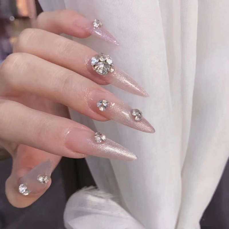 Kónické rhinestones na nechty, krabička s 12 priehradkami, ultra lesklé sklenené kamienky, AB duhové farby, jasná biela, na nechty a DIY šperky
