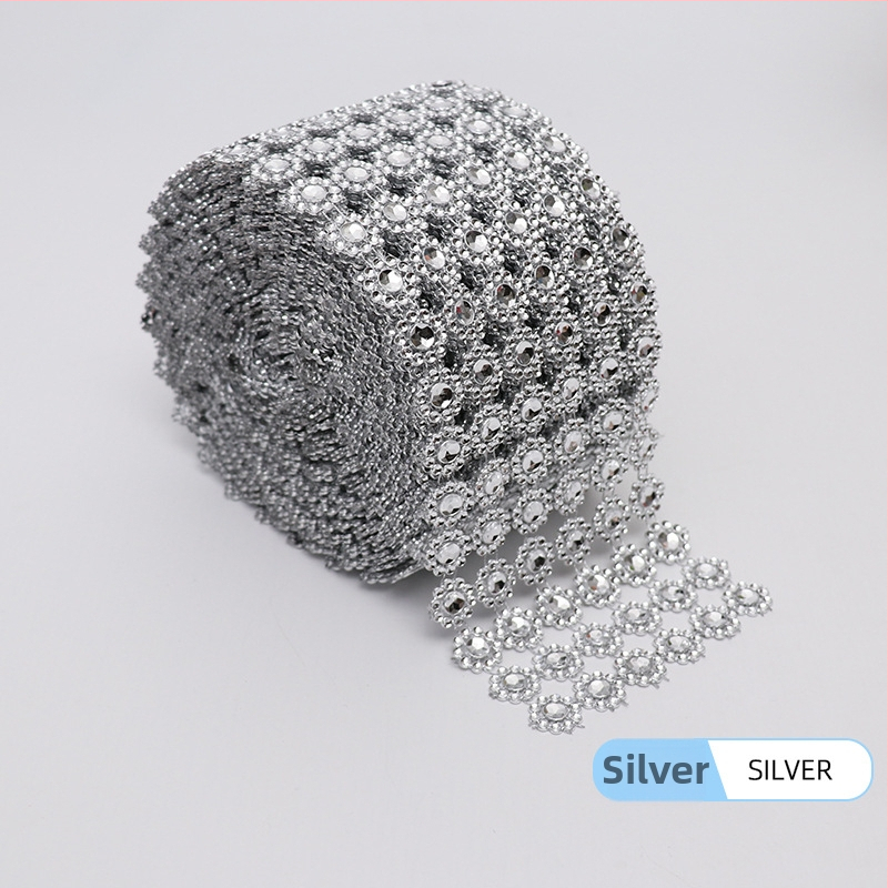 Šesťradové akrylové rhinestones s vákuovým povlakom na plastovej dutej sieti