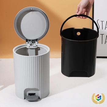 Plastový pedálny kôš do domácnosti, dizajn rímskeho stĺpu, pomalé zatváranie, s krytom, 7 L