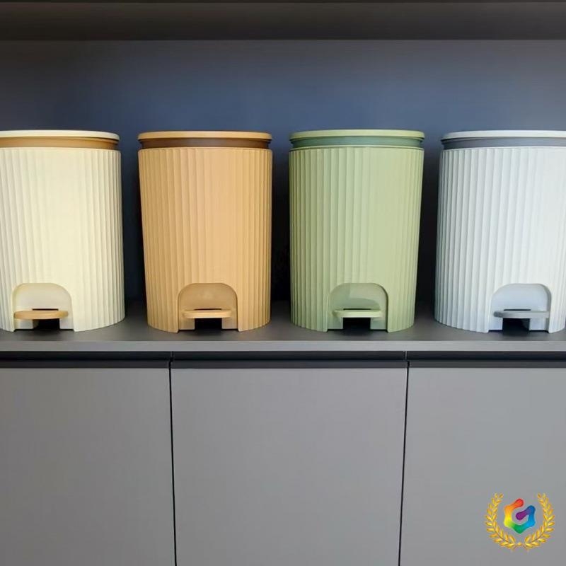 Plastový pedálny kôš do domácnosti, dizajn rímskeho stĺpu, pomalé zatváranie, s krytom, 7 L